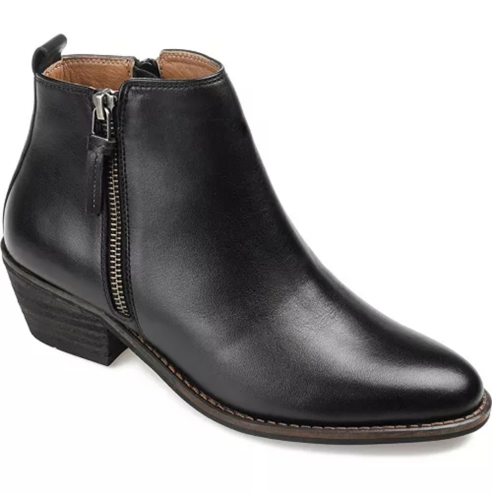 Journee Signature Charlotte Double Zip Ankle Leathet Boots Women's US 8.5M